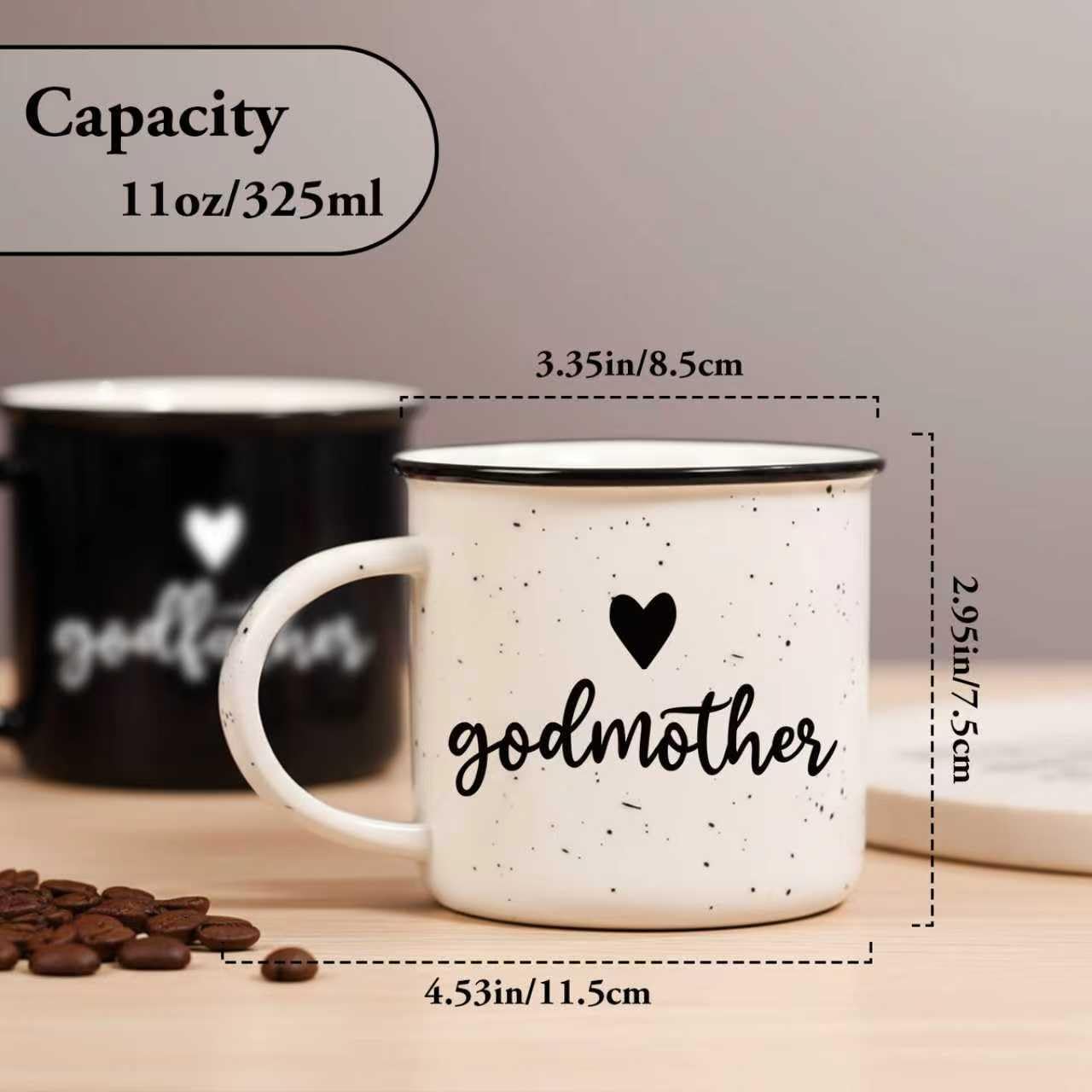 Physkoa Godparents Proposal Gift – 11oz Will You Be My Godparents Mug Set, Godmother and Godfather Proposal Gifts, Godparents Gifts for Baptism, Ceramic Coffee Cups for Christening