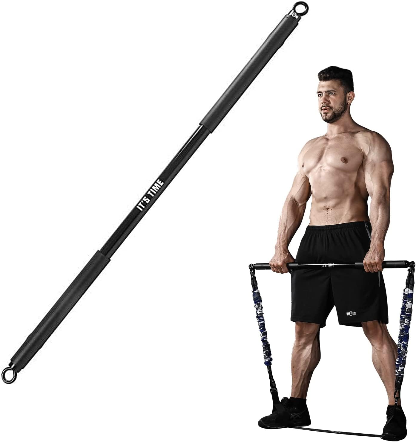 INNSTAR Barra Pilates per bande di resistenza, Barra per Elastici Fitness - Fitness Portatile Multifunzionale Esercizio Stick -Carico massimo 360 kg -Pilates Bar per l'allenamento a casa e in palestra