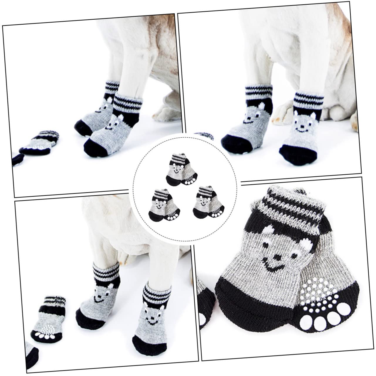 Kisangel 9paare rutschfeste Hundesocken Für Kleine Hunde Gemütliche Baumwollsocken Für Indoor-pfotenpflege Anti-rutsch Design Süße Motive Für Glattböden