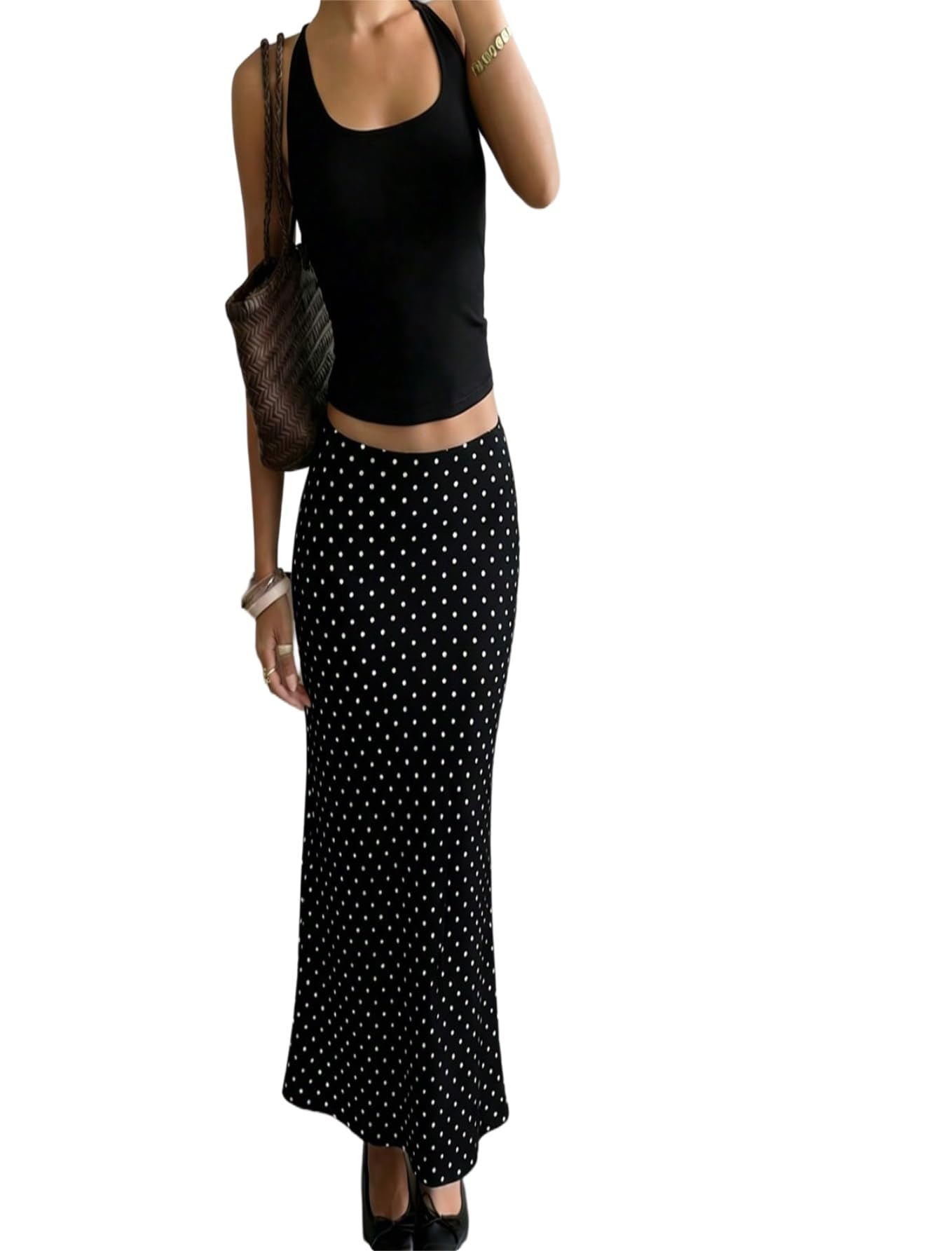 SOLY HUX Gonna lunga da donna, aderente, per il tempo libero, con pois | Gonna lunga da donna, a pois, con coda di pesce, gonna lunga da donna, gonna da festa da donna