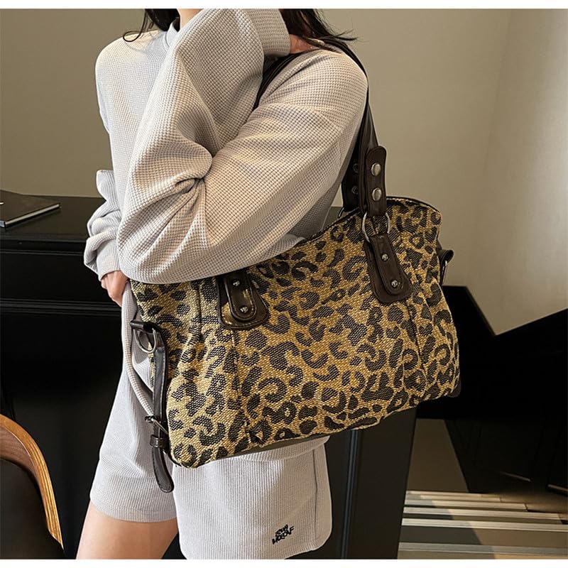 Hobo Bolso de Hombro con Bandolera para Mujer Bolso de Mano en Cuero PU Bolsos Totes Bolsos Bandolera Bolso de señora para Damas Bolso de Bandolera Mamá Leopardo