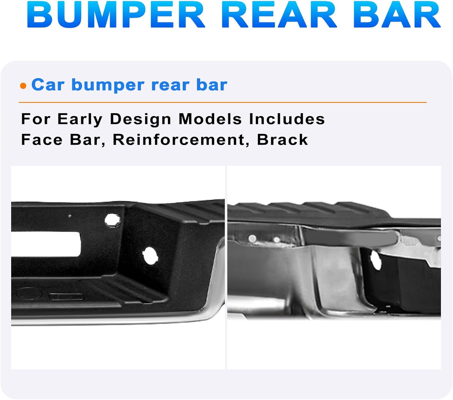 SOCKIR Rear Step Bumper Assembly Fit for 2006-2008 Ford F-150 without Sensor Holes w/o Tow Hitch One-piece Molding Anti-Rust Coating Chrome