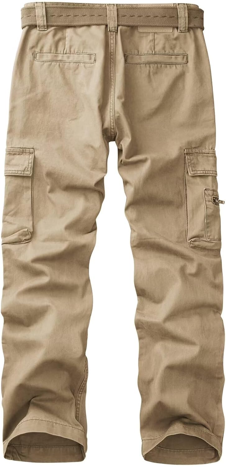AKARMY Cargo Pants for Men Casual Outdoor Cotton Hiking Y2K Work Pants with Multi Pockets 8612 Khaki 40 - Image 3