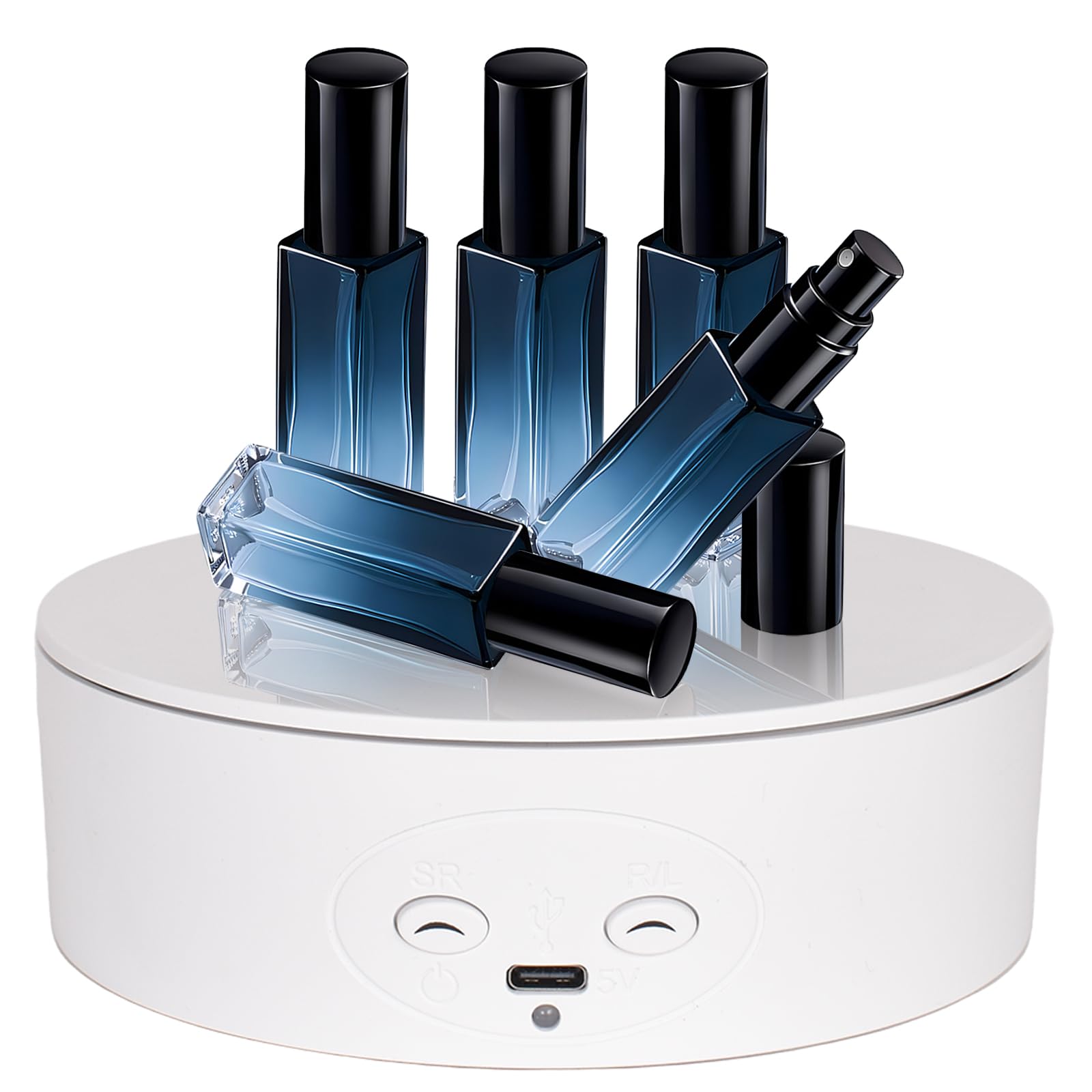 13 cm obrotowy elektryczny gramofon, USB 360 stopni Obrotowa platforma, automatyczny elektryczny gramofon do cichej fotografii, do biżuterii, zegarków, fotografii, nagrań wideo (biały)