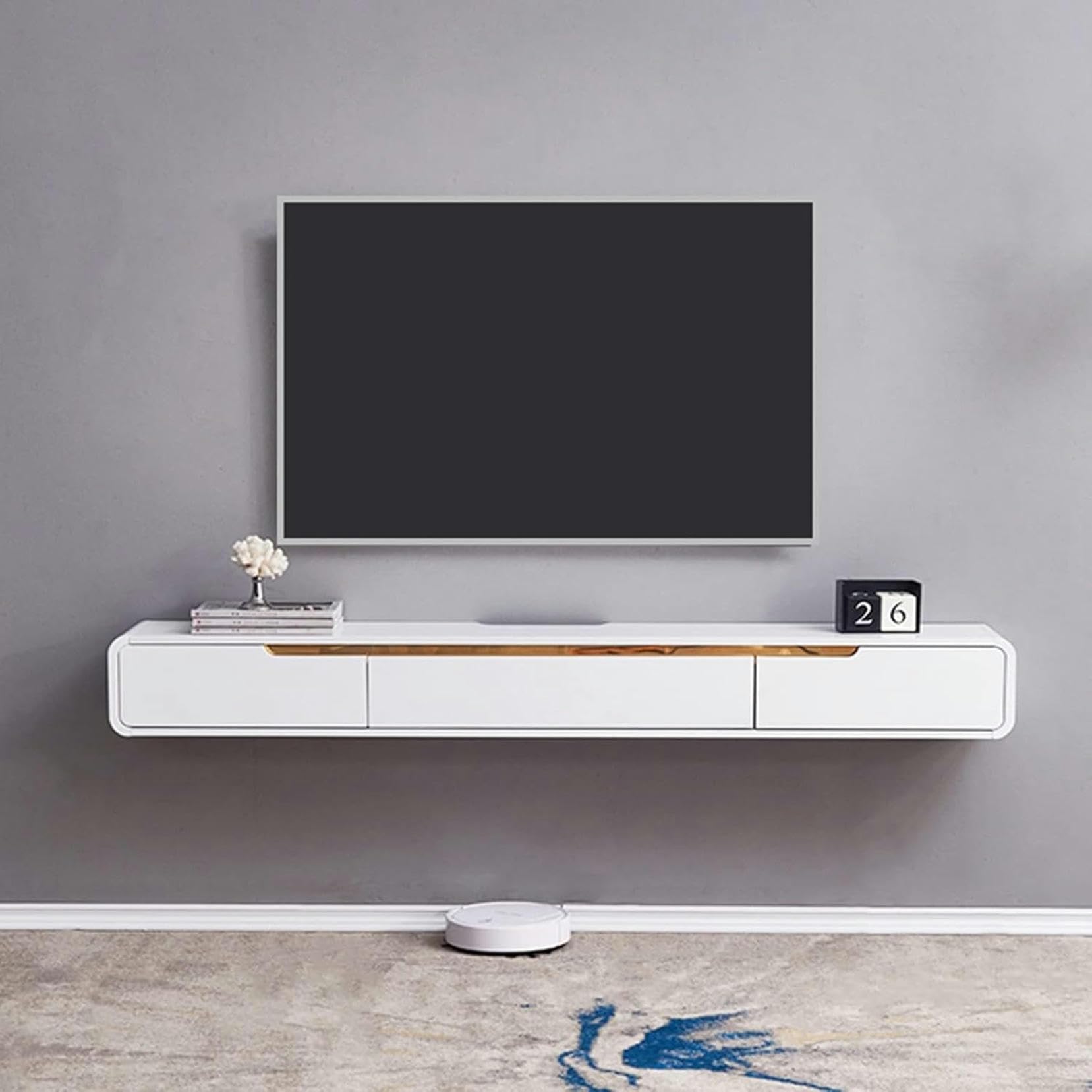 Meuble TV suspendu pour salon moderne et cinéma maison minimaliste