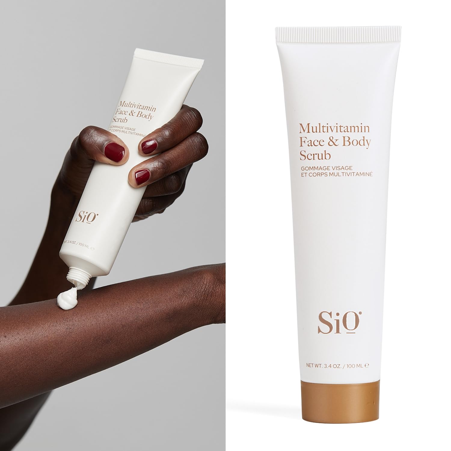 SiO Beauty Cryo Multivitamin Face & Body Scrub - Antioxidant-Rich Body Exfoliator with Vitamin C & Camellia Japonica Flower - Gentle Formula for Smooth & Bright Skin - Moisturizing Face & Body Scrub