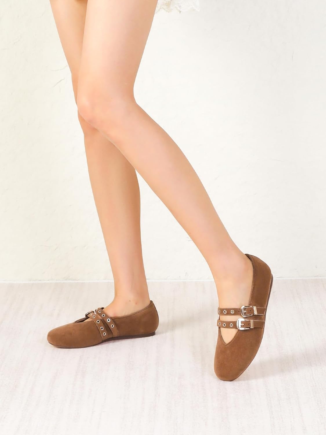 Mary Jane Shoes for Women Mesh Ballet Flats with Adjustable Double Buckle Strap Comfortable Slip On Dress Shoes for Daily - Image 8