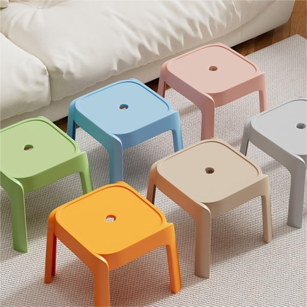 Tabouret Mini Rotatif à Roulettes - Plastique PP, Léger, Portable - Pour Chaussures, Rangement, Assise
