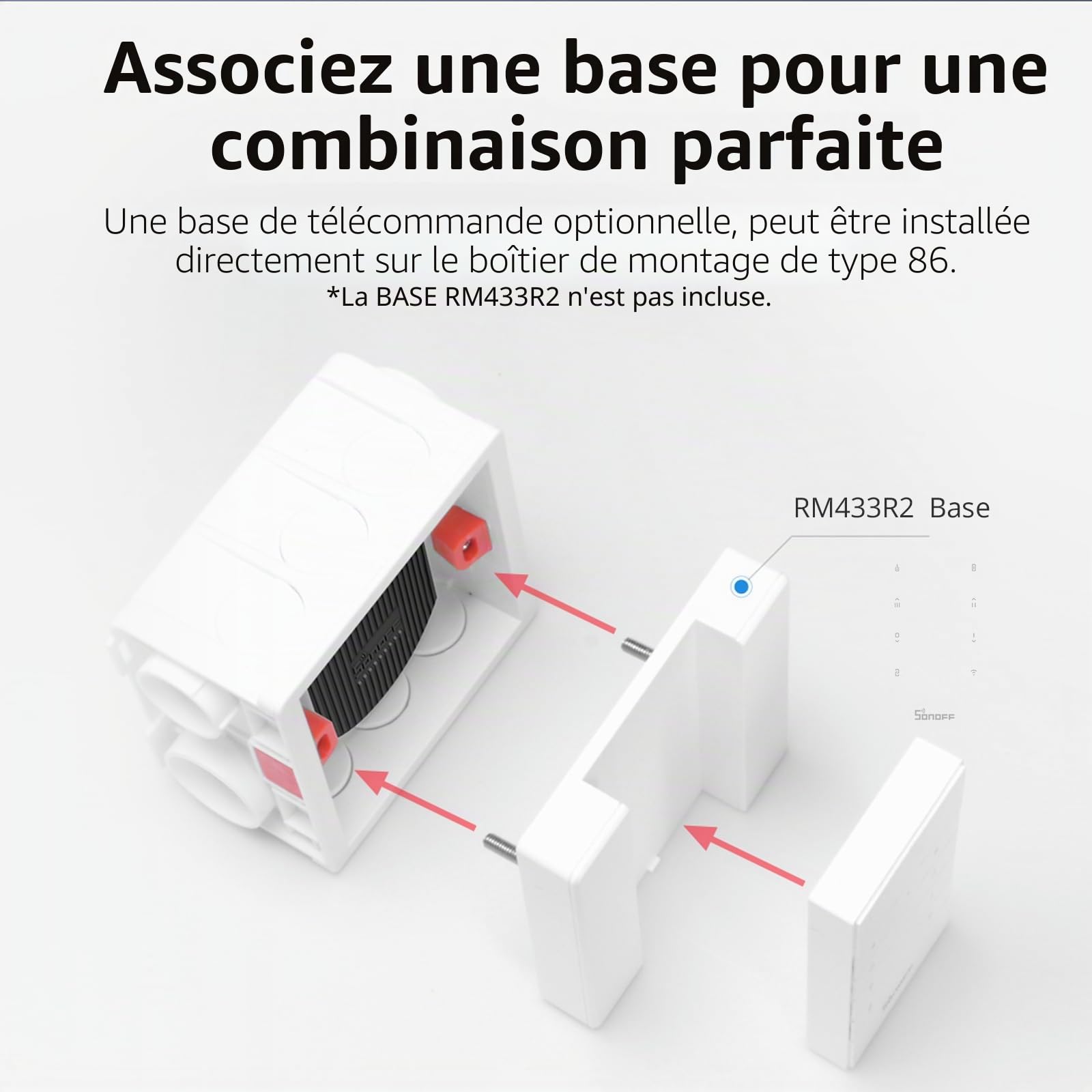 SONOFF D1 Variateur radio pour lampes à LED, interrupteur variateur Smart Wlan avec télécommande/contrôleur RM433 pour LED et ampoules dimmables compatible Alexa