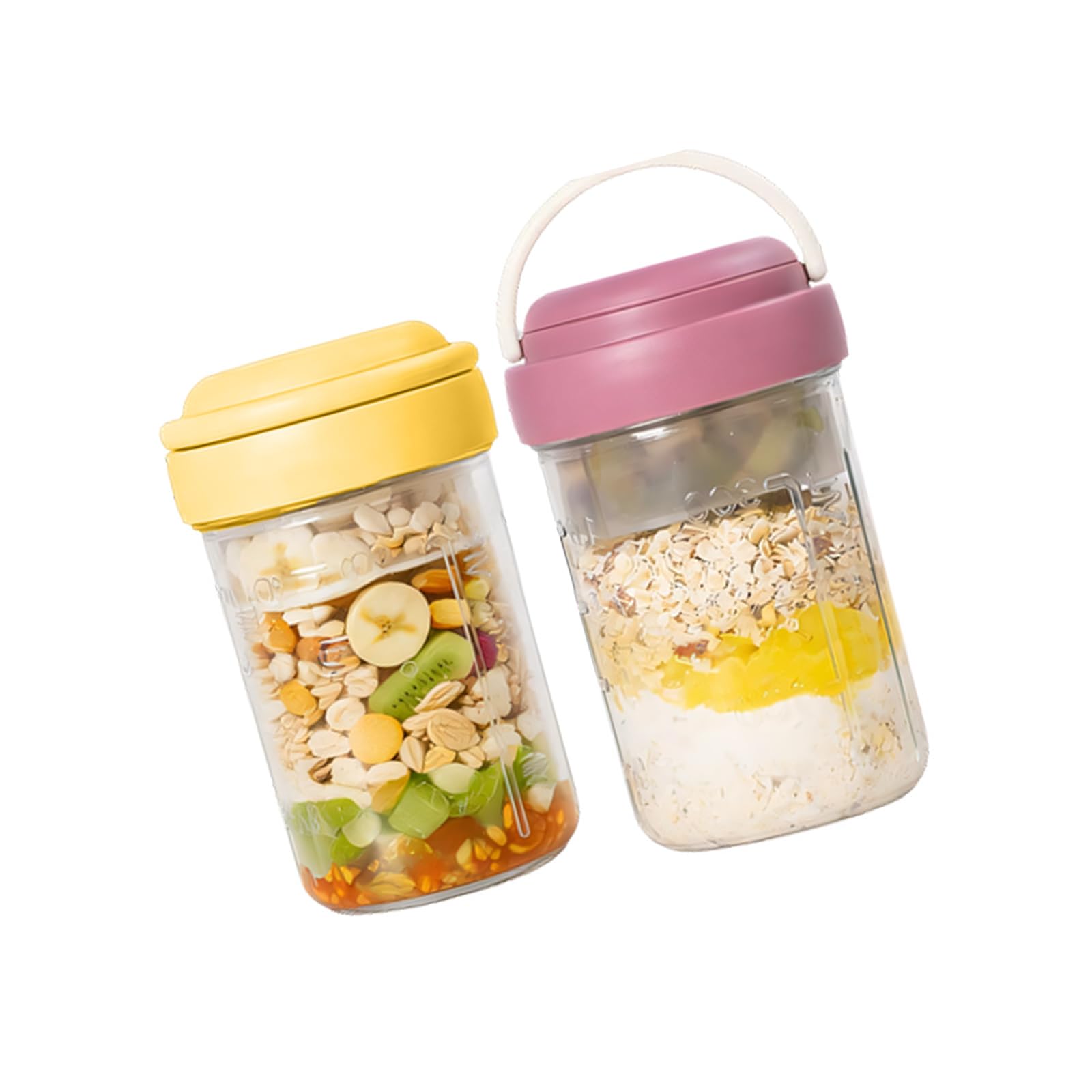 Msioytog 4/2 Piece Set of Foldable Spoon Storage Jars for Cereal Nut Yogurts and Snacks Easy to Carry Spill Safe Food Jar Foldable Spoon Storage Jar