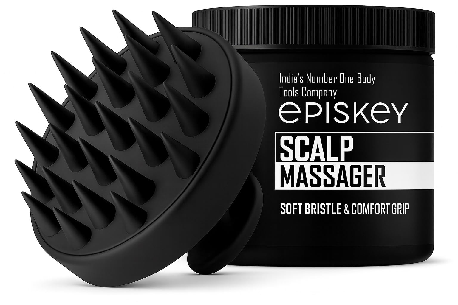 Episkey Scalp Massager Shampoo Brush for Hair Wash Anti-Dandruff Silicone Scalp Scrubber with Soft Bristles Deep Clean, Exfoliation & Hair Growth Ayurvedic Head Massage Brush for Men&Women(BLACK-35)