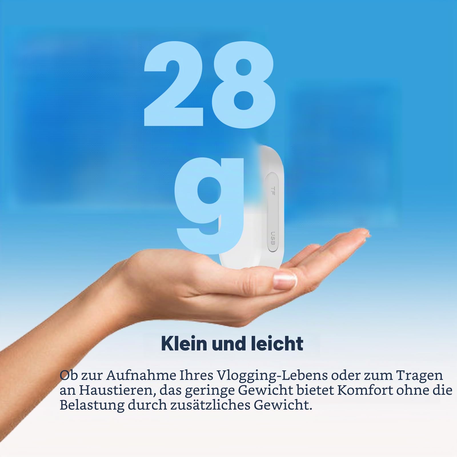 ydi Tragbar 1,47'' Bildschirm Daumen Mini 1080P Körper/Sport/Haustiere Kamera, Doppelter Akku mit Magnetischem Ladefach, Hundehalsband, 32G Karte (Weiß)