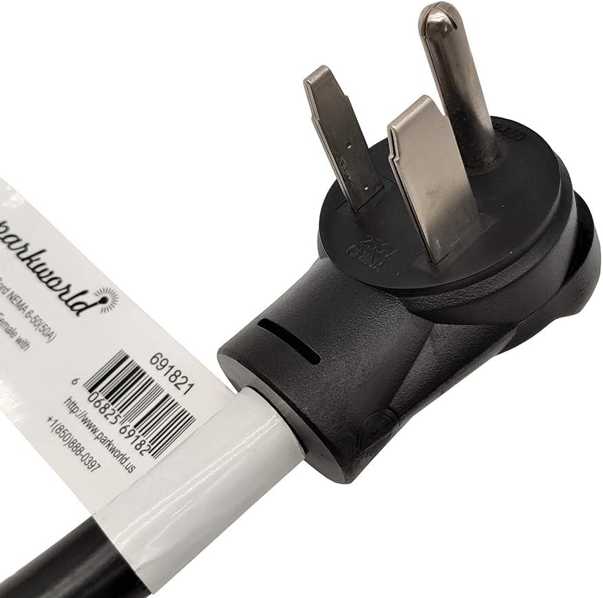 Parkworld 691821 Adapter Cord Welder 50 Amp 6-50P Male Right Angle to 30 Amp L6-30R Locking Connector Female (8FT)