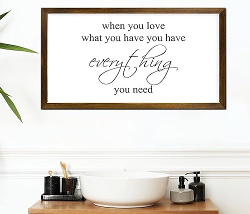 Miniatura 6 de Letrero enmarcado de madera con texto en inglés "When You Have You Have Everything" (When You Have You Have Everything), placa de madera con texto