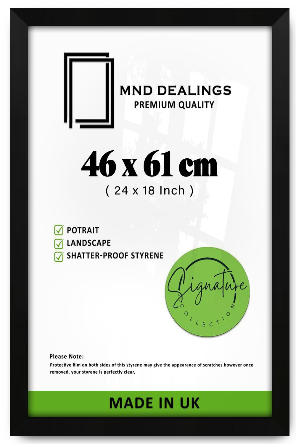 Mnd Dealings Matt Black - Large Rectangle (46 X 61 Cm) Poster Picture Frame | Horizontal And Vertical Formats | Wall Gallery Display | Jigsaw Puzzle Certificate |Home/Office Décor - 24 X 18 Inch [ ]