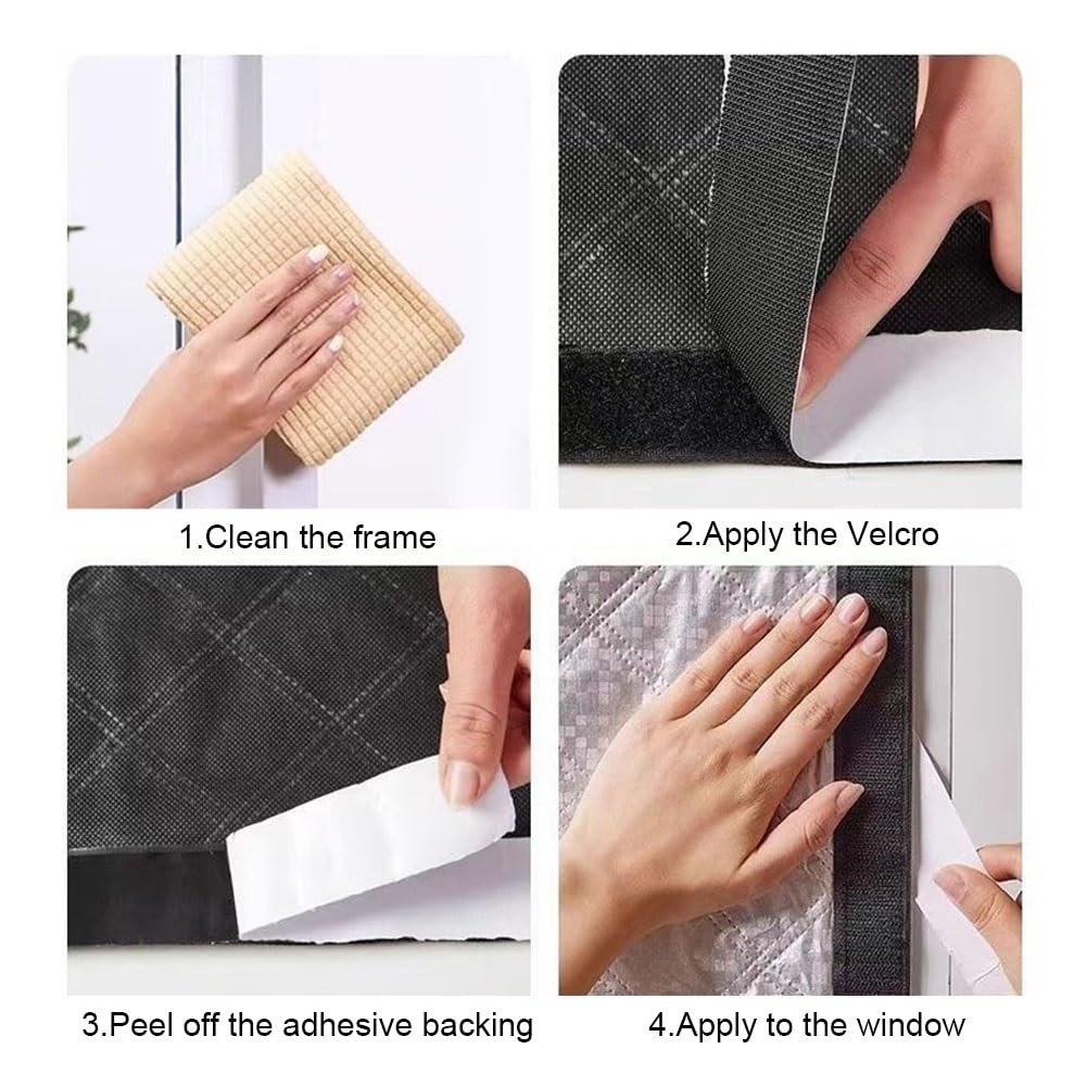 Fensterisolationsset für den Winter,Wärmeschutzvorhang 70/80/90/100 cmThermo Cover Fenster Isolierung Winddicht,Oxford-Stoff fenster isolierung(100x200 cm)