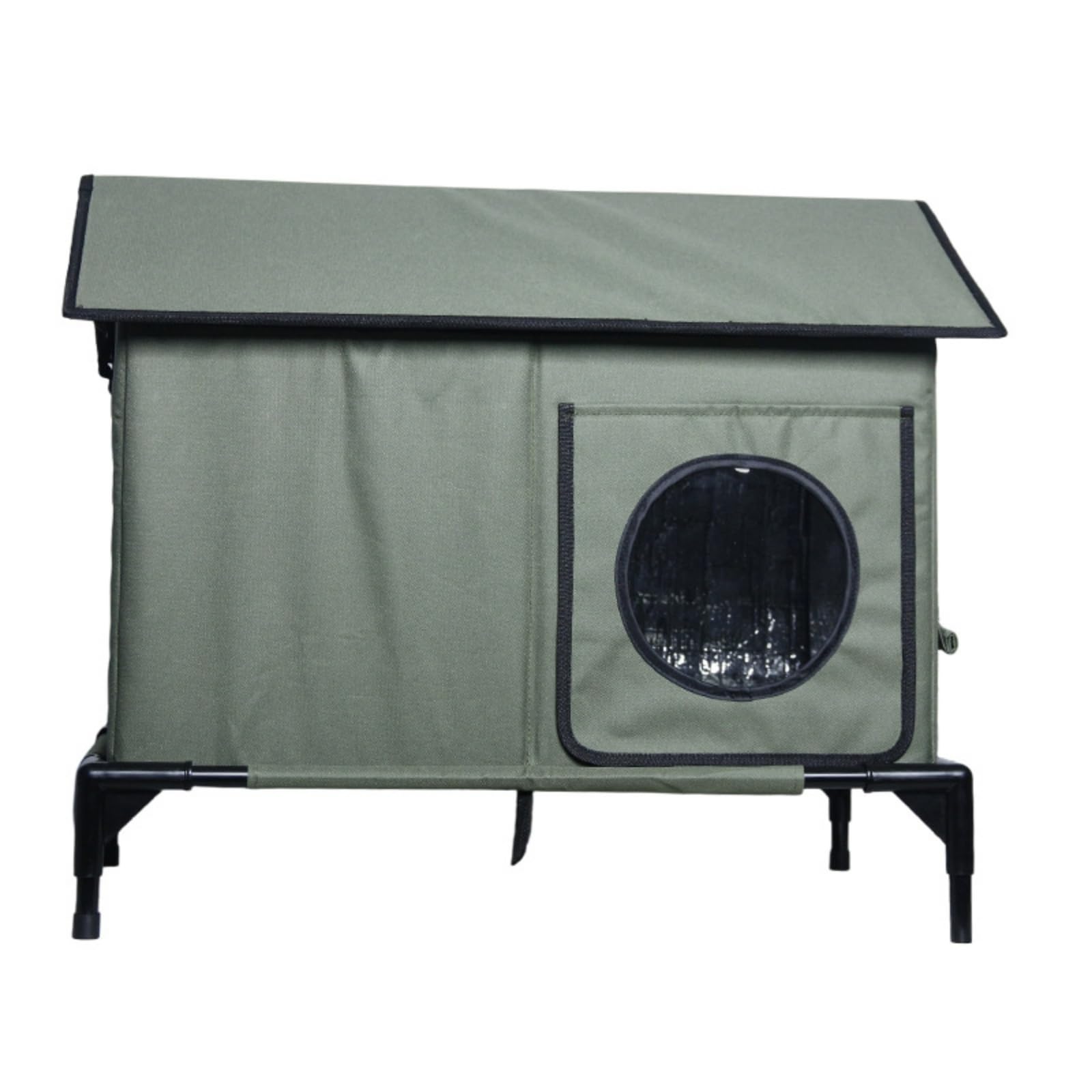 Niche pour Chat Facile à Installer Abri, Vert Militaire