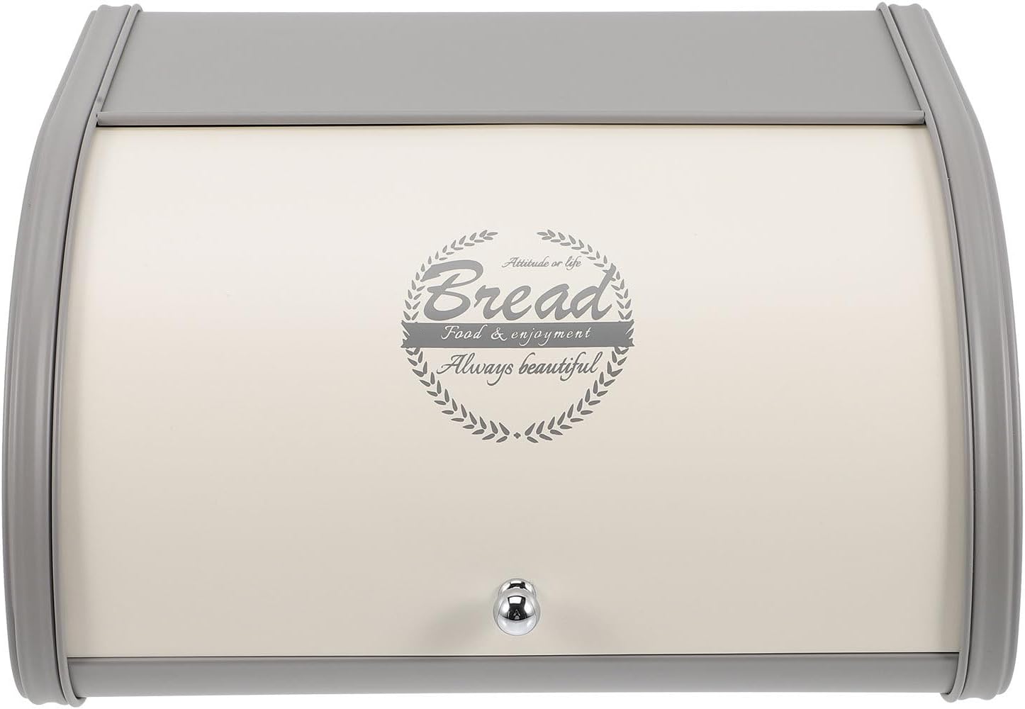 Corner Bread Box with Lid Metal Kitchen Bread Holder White and Gray for Countertop for Freshness and Organization