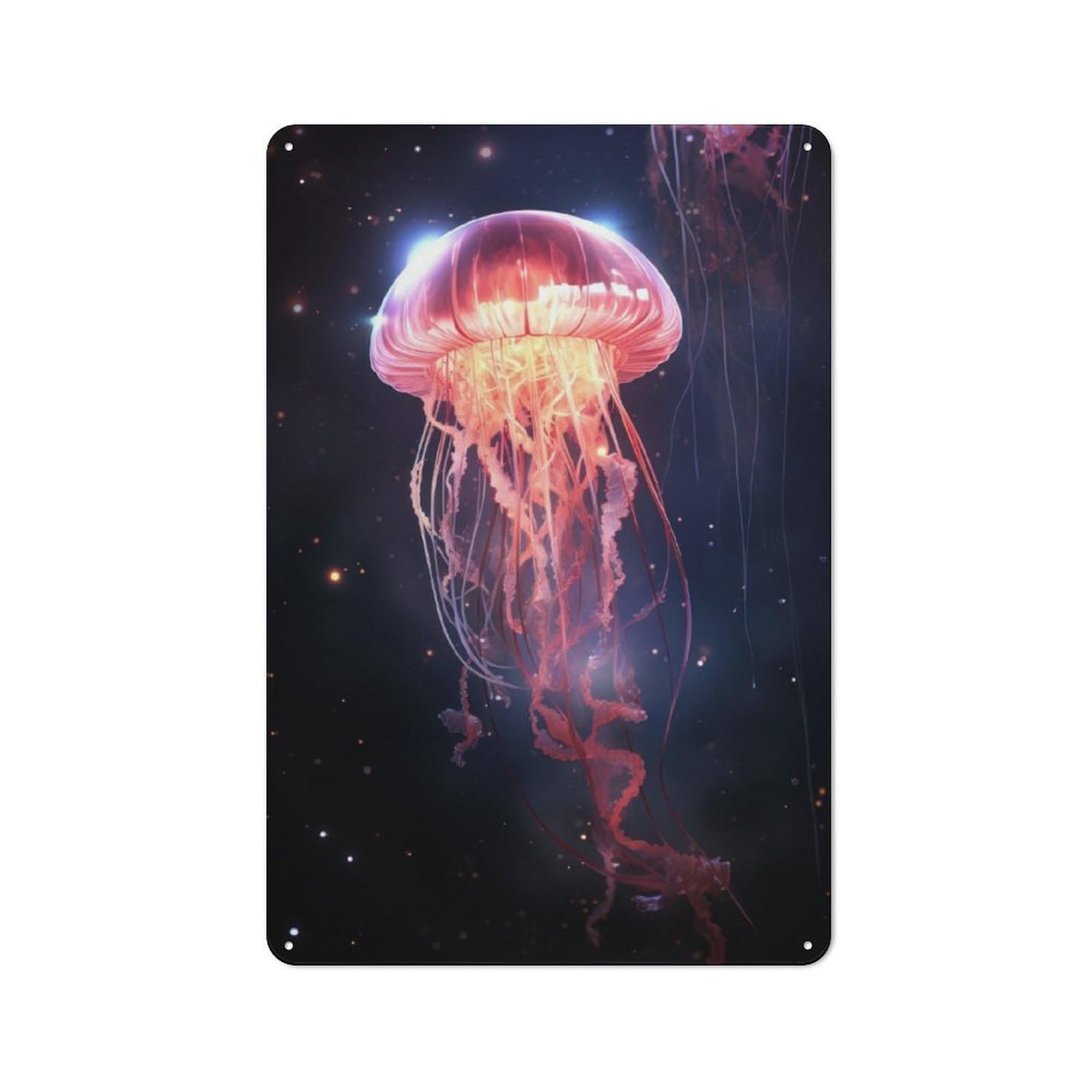 Junmoney Jellyfish In Space Vintage Tin Sign 30X20cm With For Home Office Or Studio, For Home Office Decor Fans Refreshing A Room In Autumn