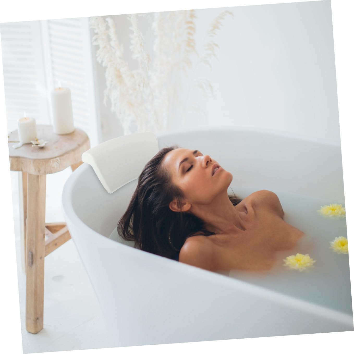 VICASKY Cuscino Ventosa Antiscivolo Bianco Morbido e Confortevole per Vasca da Bagno in Pu Relax e Supporto Collo per Casa e Spa