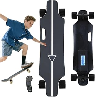Elektro Skateboard Mit Fernbedienung, 350-W-Nabenmotor / 25 Km/H Höchstgeschwindigkeit / 15 Km Reichweite, 4-Gang-Longboard Mit Leichtem Bremssystem Und 7-Lagigem Ahorndeck