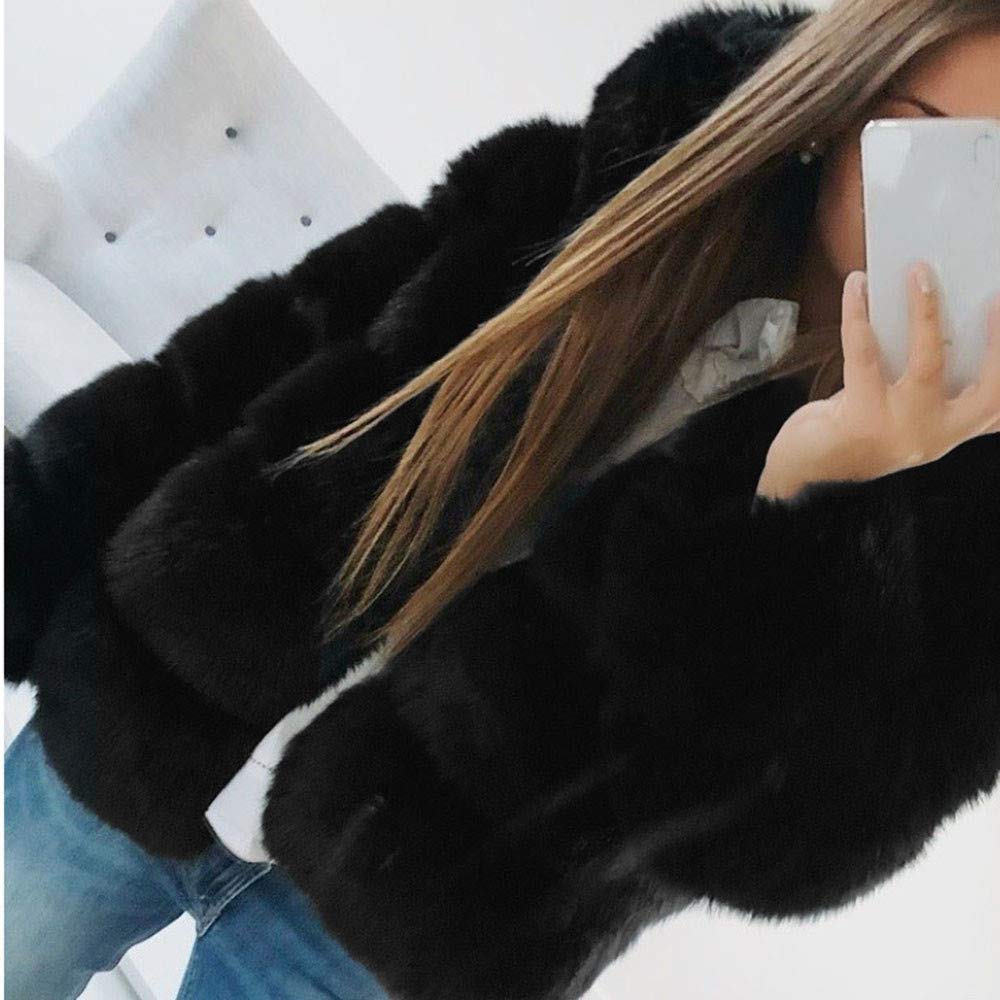 Generisch Chaqueta de forro polar para mujer, falso, invierno, con capucha, chaqueta falsa, cálida, gruesa