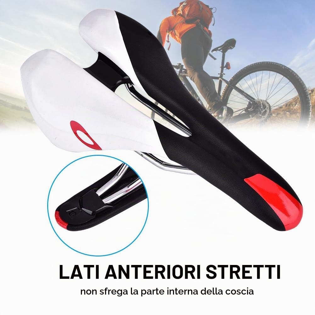 Alomejor Sella Bicicletta, Professionale Sella in Pelle può Ergonomico Antiprostata Sedile Leggero Confortevole Morbido Sella per Mountain Bike, Bici da Strada(Black And White)