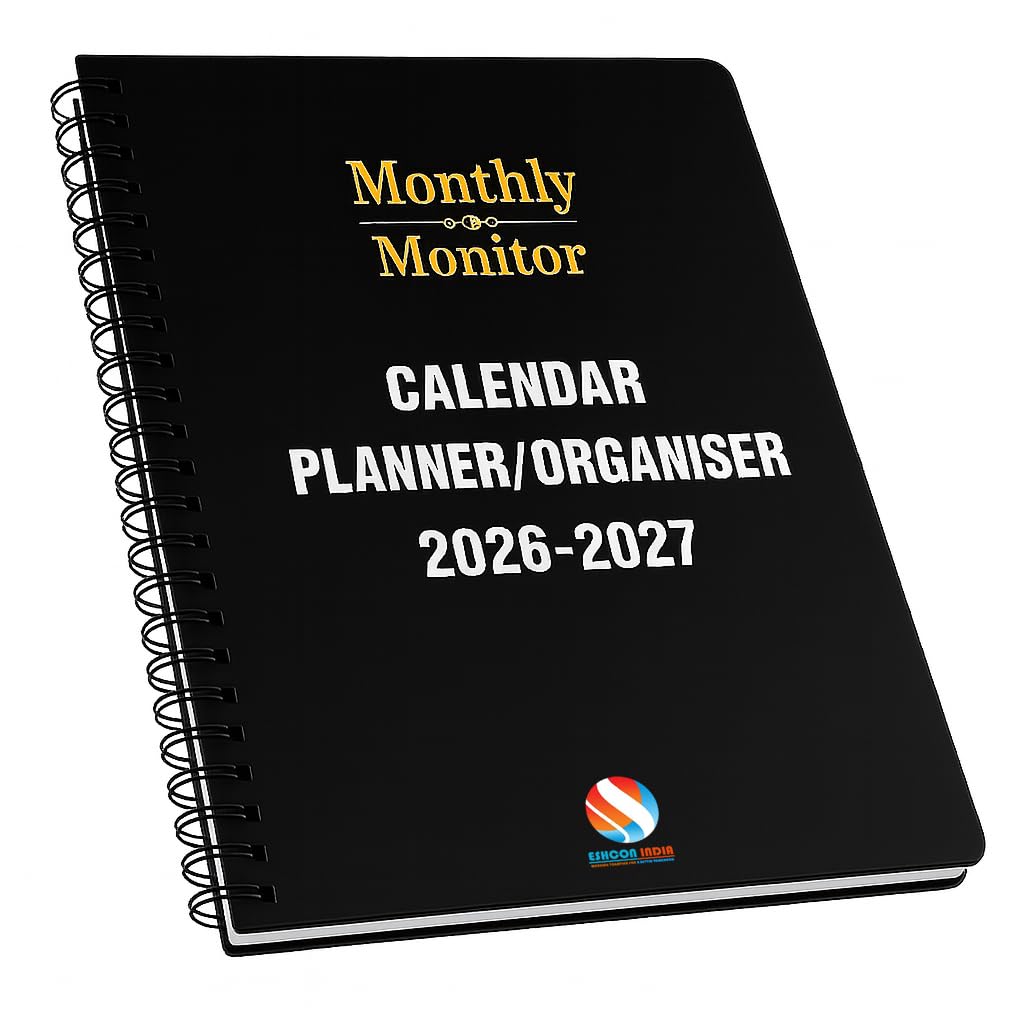 ESHCON [2026-2027] Monthly Spiral Monitor Planner Organiser Habit Tracker| Daily, Weekly, Monthly & Yearly [15 Months] PVC Cover, Thick Paper, 7.5 "x 10 INCHES"-image-20