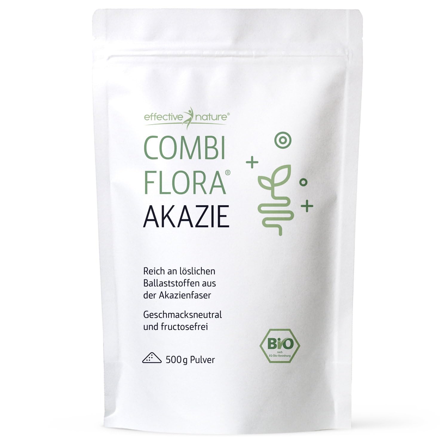 Effective Nature Akazienfaser Pulver Bio - 500 g - 80% Ballaststoffanteil - Bio-zertifiziert & Natürlich rein - ohne Zusätze