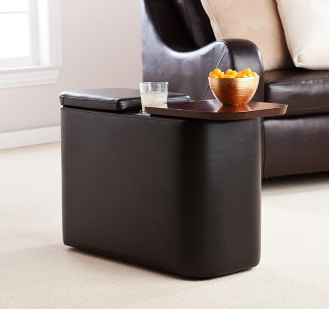 Entertainment Chair Side Storage Table, Black Home & Kitchen