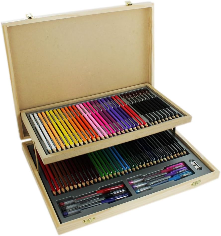 75 Piece Wooden Case Stationery Set