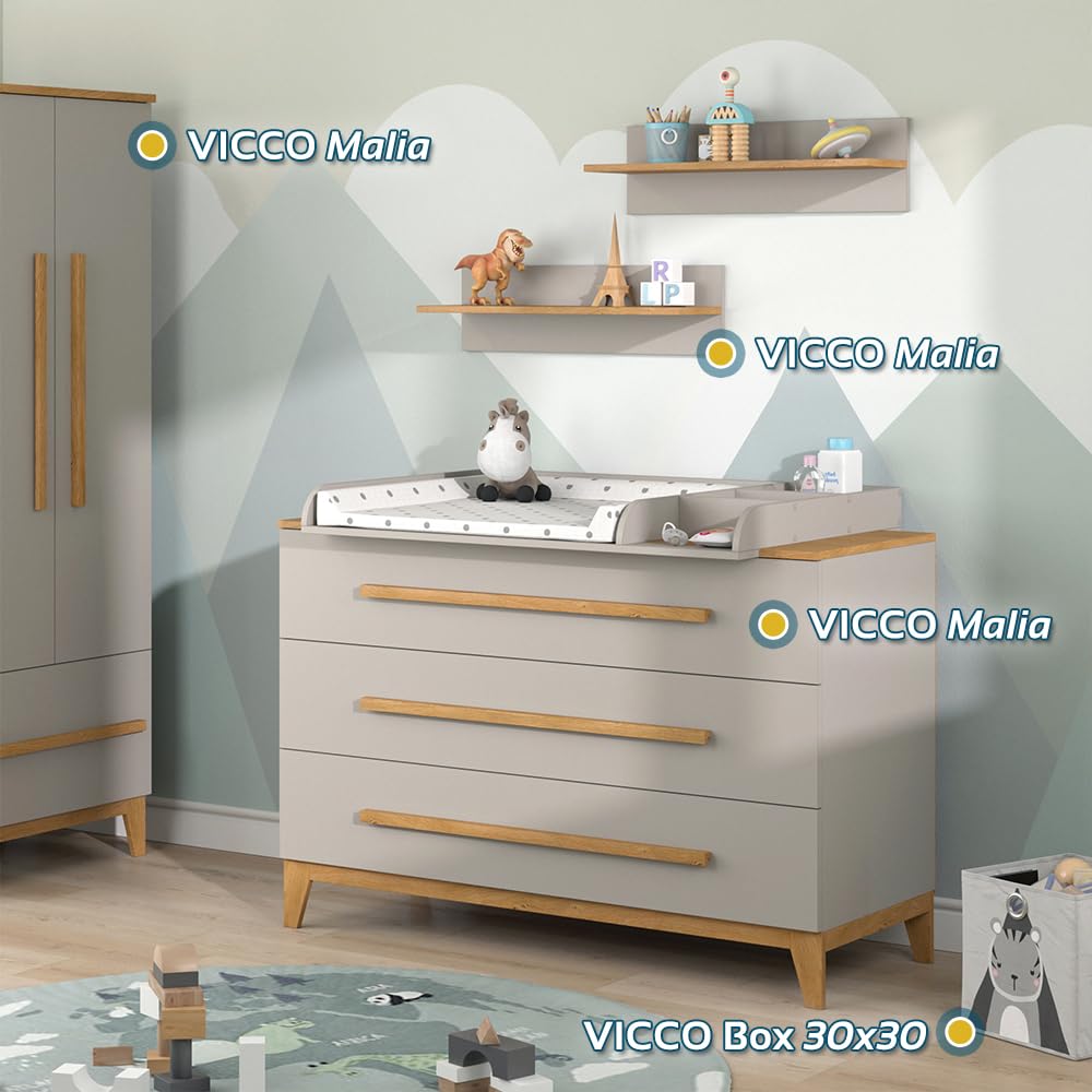 VitaliSpa Guardaroba per bambini Malia, Quercia cashmere, 70 x 186.8 cm, per la conservazione di abbigliamento per bambini e combinabile