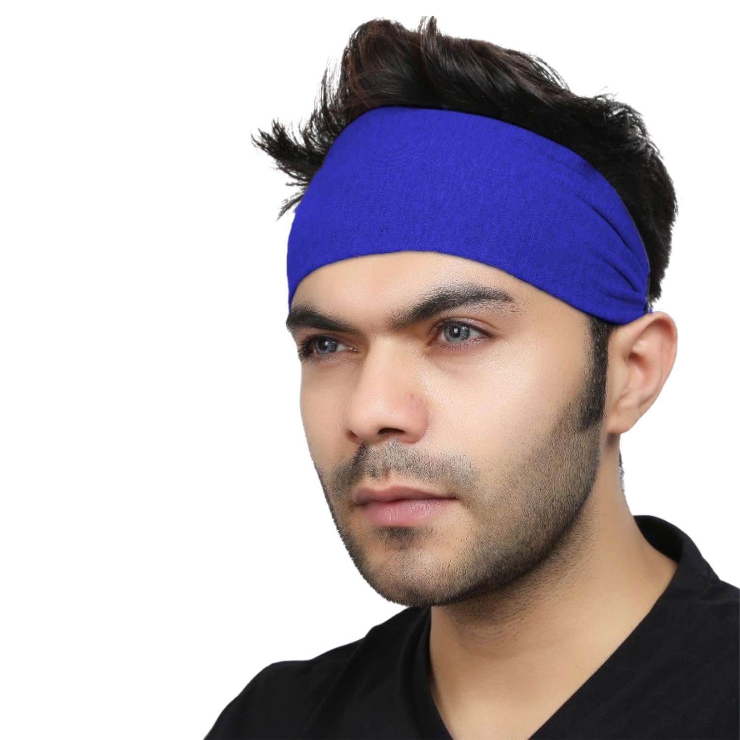 Unisex Sports Cotton Headband Lightweight, Non Slip, Sweat Absorbing Headband for Gym, Running, Fitness, Cycling & Yoga (Royal Blue)