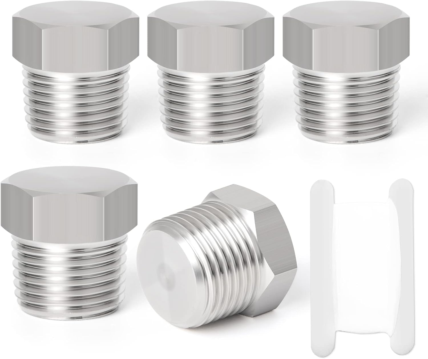 TAISHER 5PCS Stainless Steel Outer Hex Thread Socket Pipe Plug Fitting 1/8" NPT Male