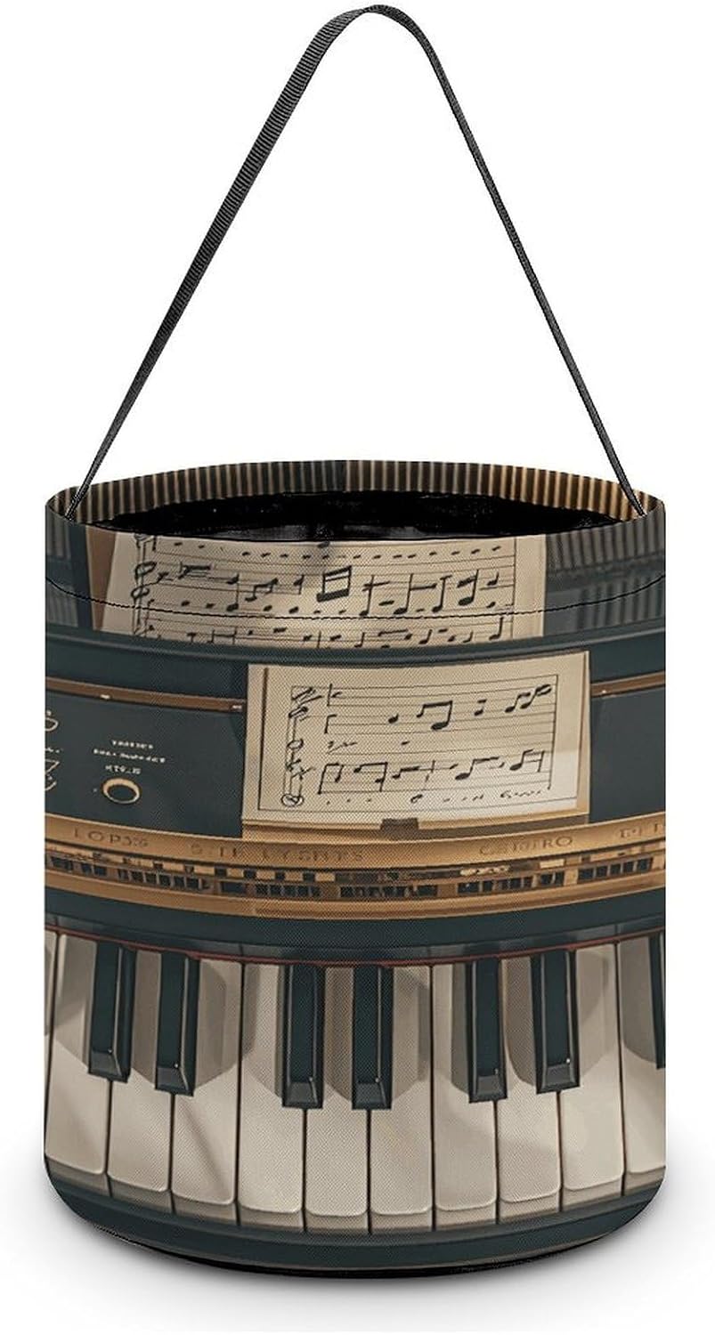 NLLZZ Music Note Piano Halloween Themed Treat Bag with Handles