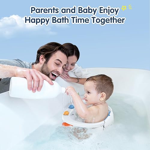 Miniatura 7 de Asiento de baño para bebés de 6 meses en adelante, antideslizante con ventosas, asiento de baño infantil seguro y cómodo para bañera, color azul