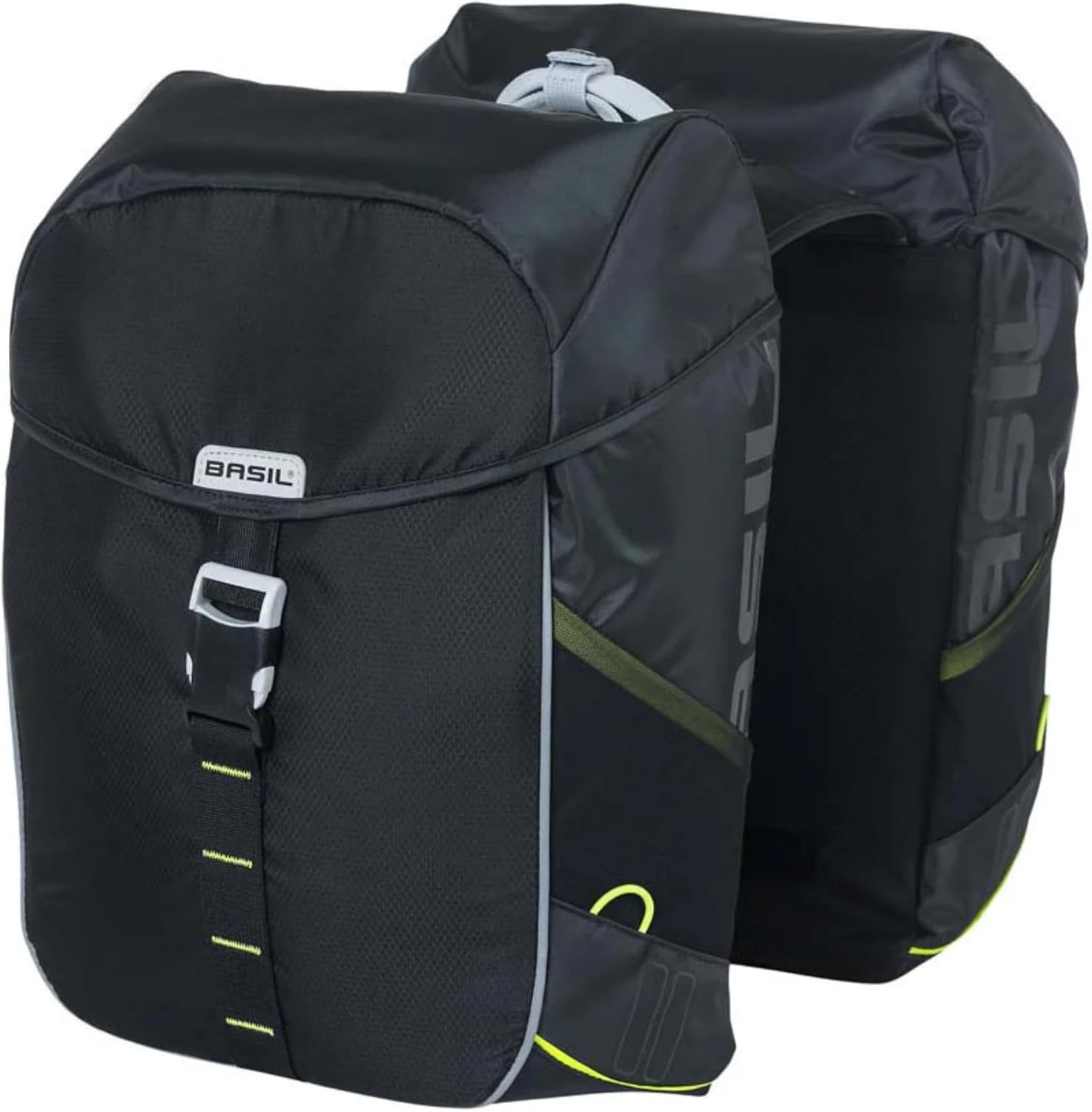 Basil, Miles, Pannier, 34L, Black/Lime