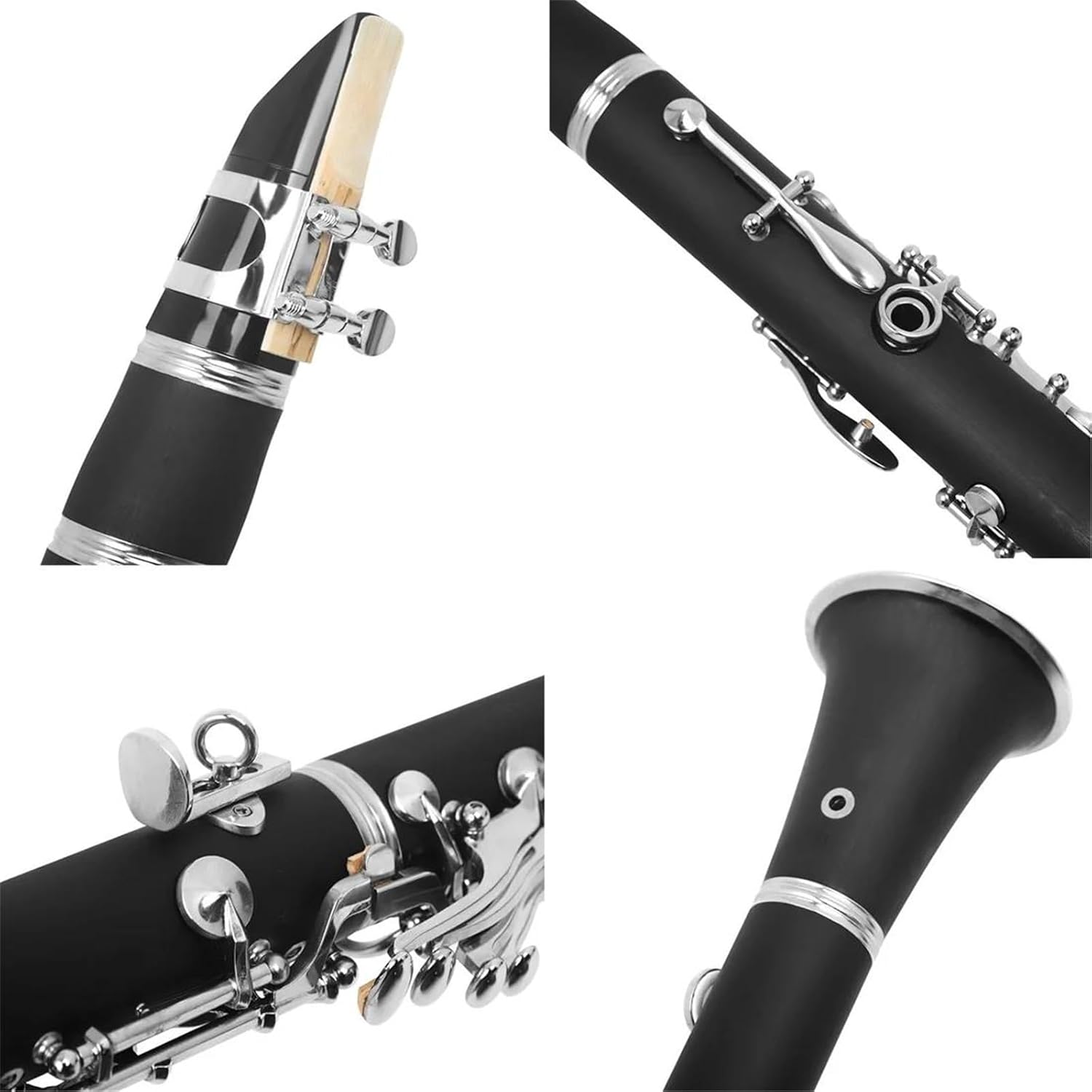 Clarinet Musical Instruments Clarinet C Key Bakelite Body 17 Key Black Silver Key Clarinet With Leather Case Set Metal Cover Kit
