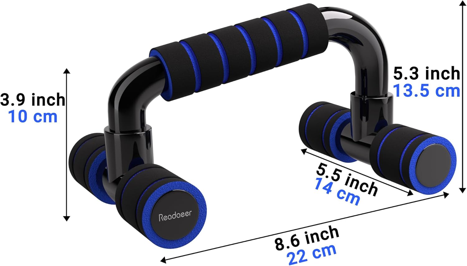 READAEER Push Up Bars Gym Exercise Equipment Fitness 1 Pair Pushup Handles with Cushioned Foam Grip and Non-Slip Sturdy Structure Push Up Bars for Men & Women