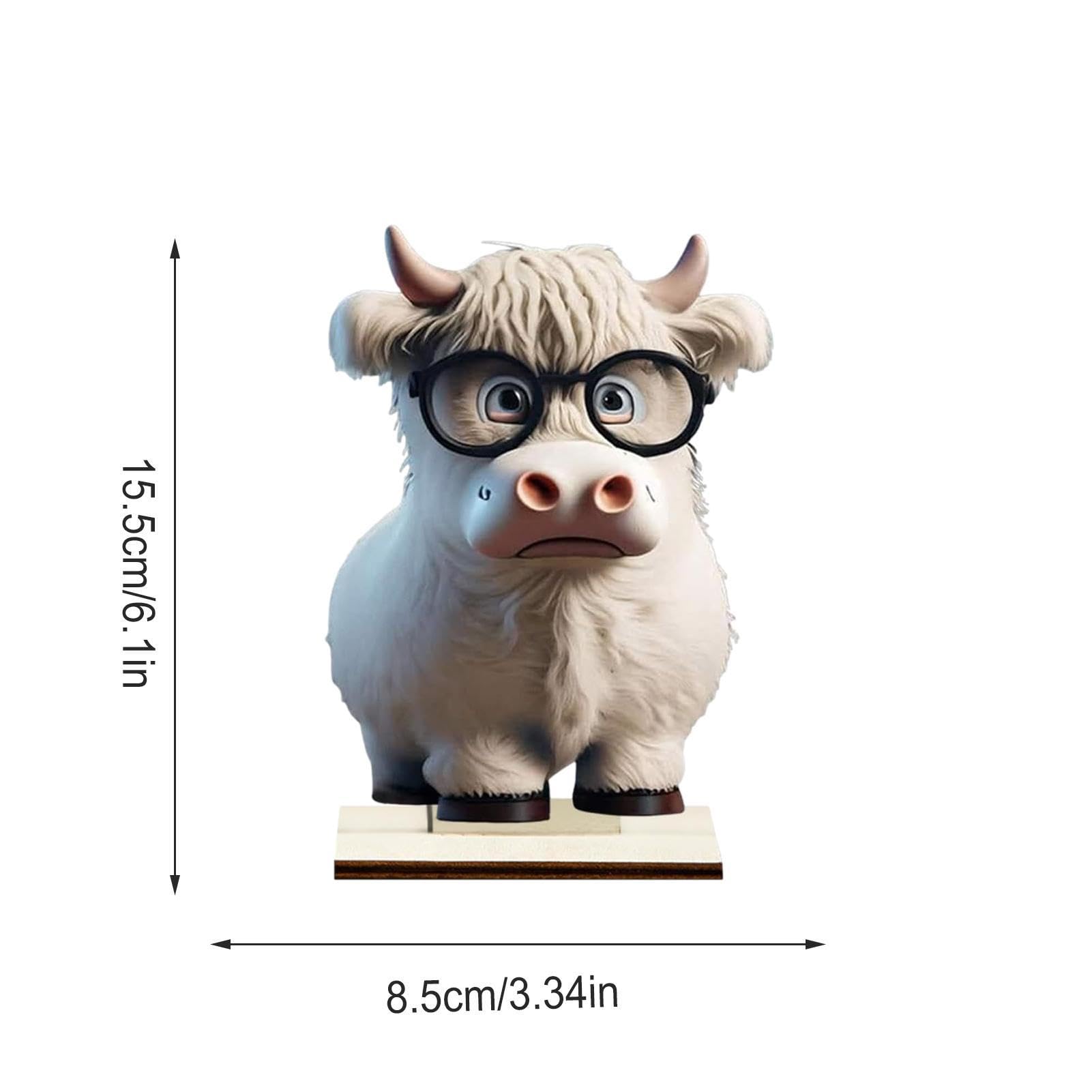 Vassoio Decorativo In Legno A Più Livelli Con Mucca Delle Highland Per Caminetto O Tavolo