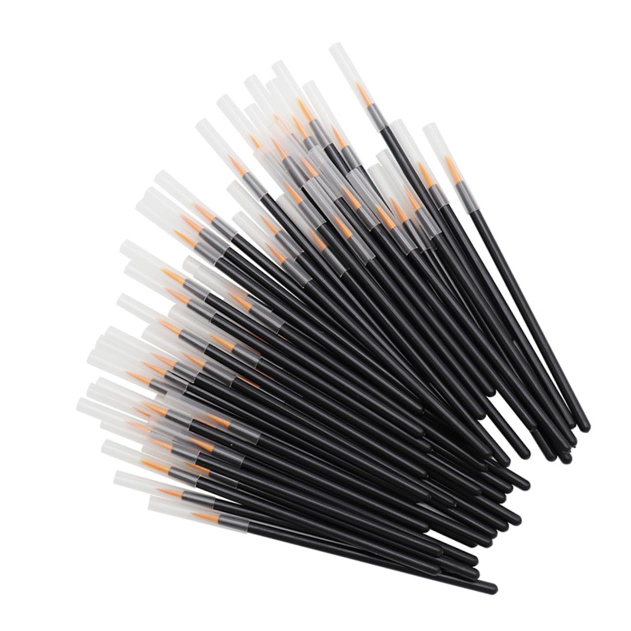 Healeved 100pcs Disposable Eyeliner Brush Set Slender Handle Fiber Bristles Powder/waterline Makeup Applicators