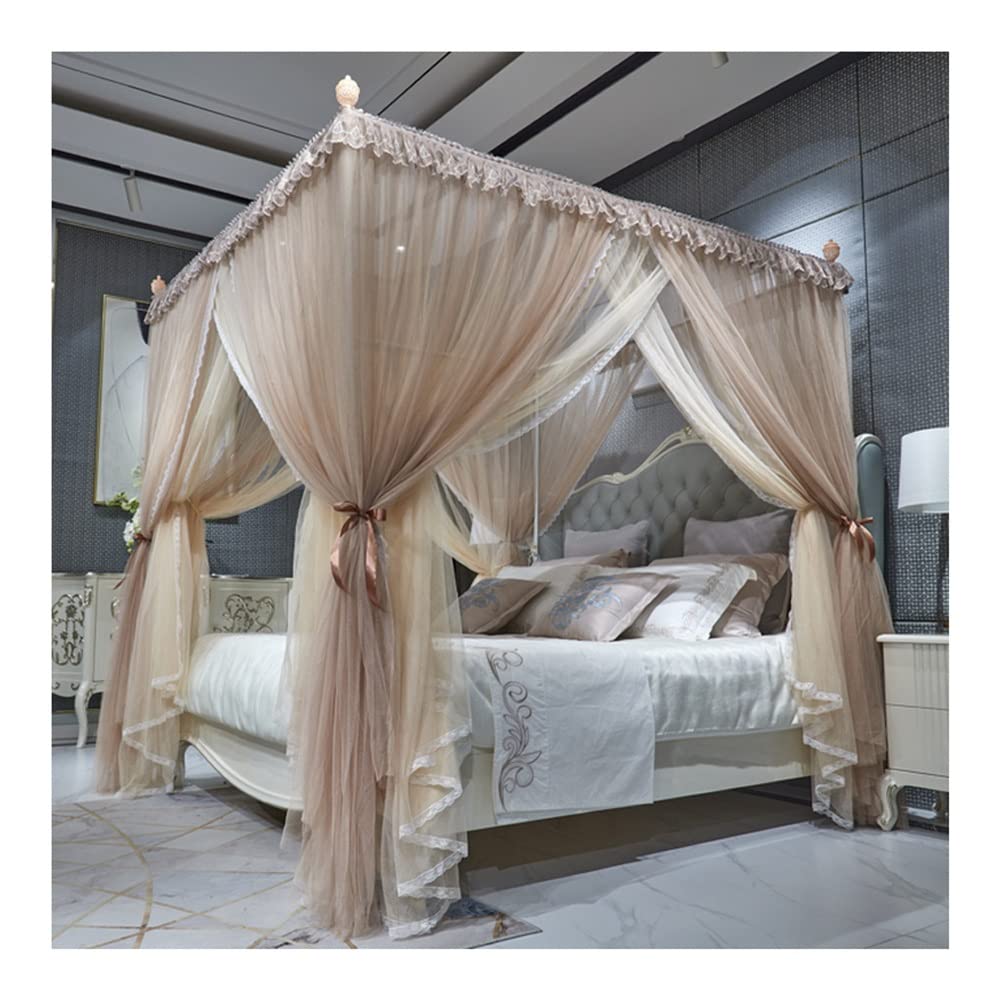 GJMSSMY 4 Corner Post Bed Canopy, Princess Room Bed Curtain Double European Palace Mosquito Net, 1.5M/1.8M/2M Bed Decoration (Color : A, Size : 150X200cm/59X79in)