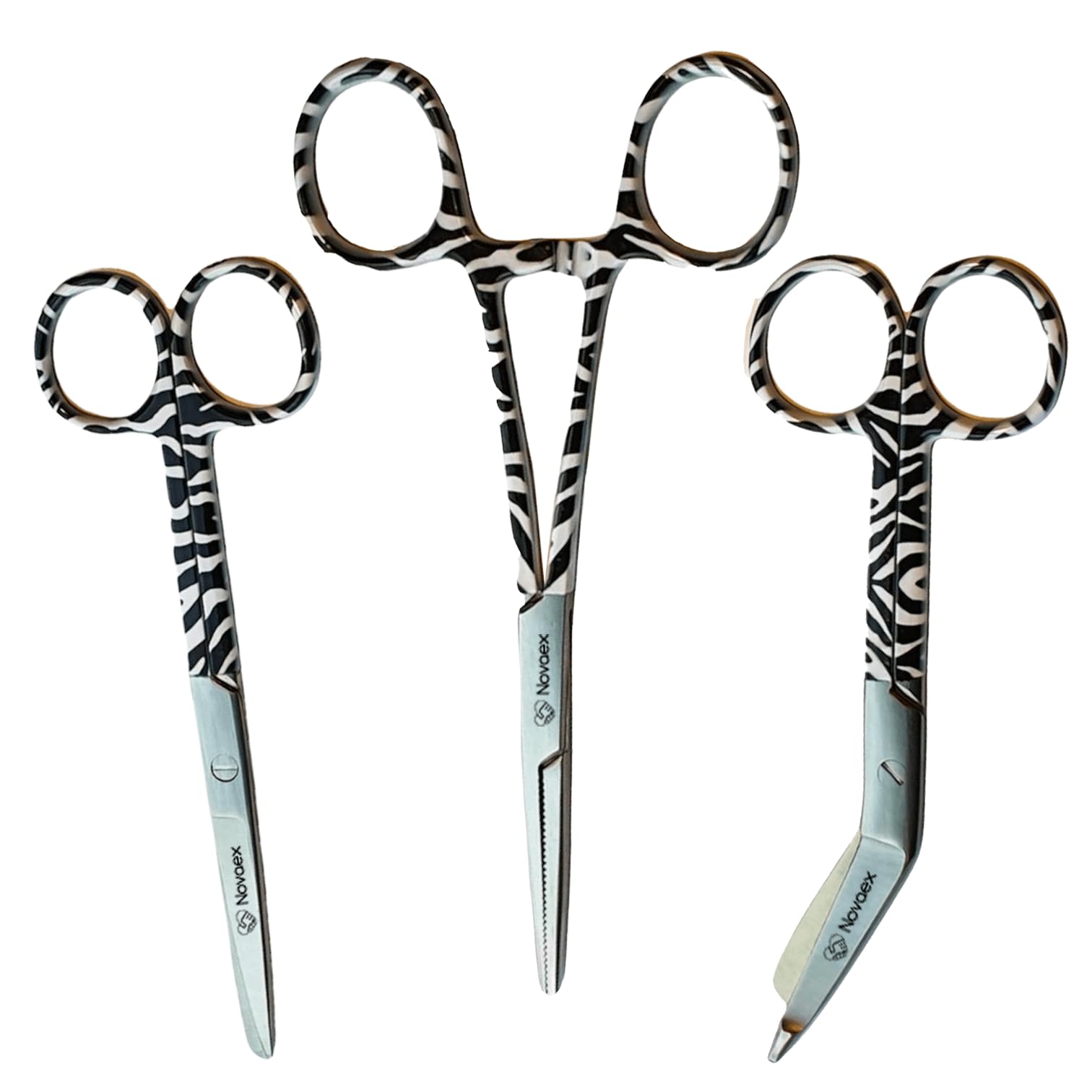 Set de ciseaux d'infirmière "Zèbre" - Ciseaux à bandages - Accessoires infirmiers - Ciseaux de premiers secours - Ciseaux médicaux - Kocher - Cadeau pour infirmière