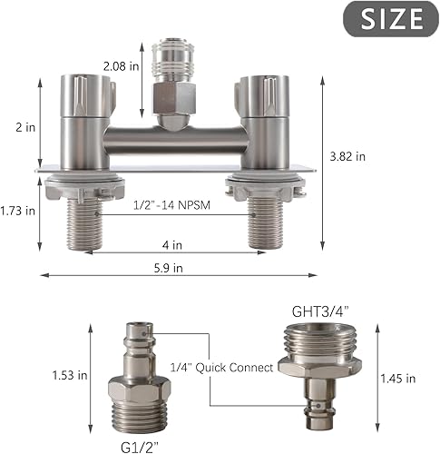 Miniatura 7 de Grifo de conexión rápida para exteriores de caravana, repuesto de grifo de ducha de 4 pulgadas, kit de válvula de ducha exterior de caravana,