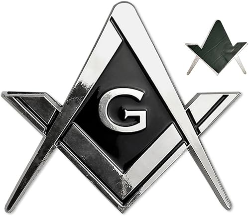 Calcomanía metálica cuadrada y brújula con emblema de coche masónico