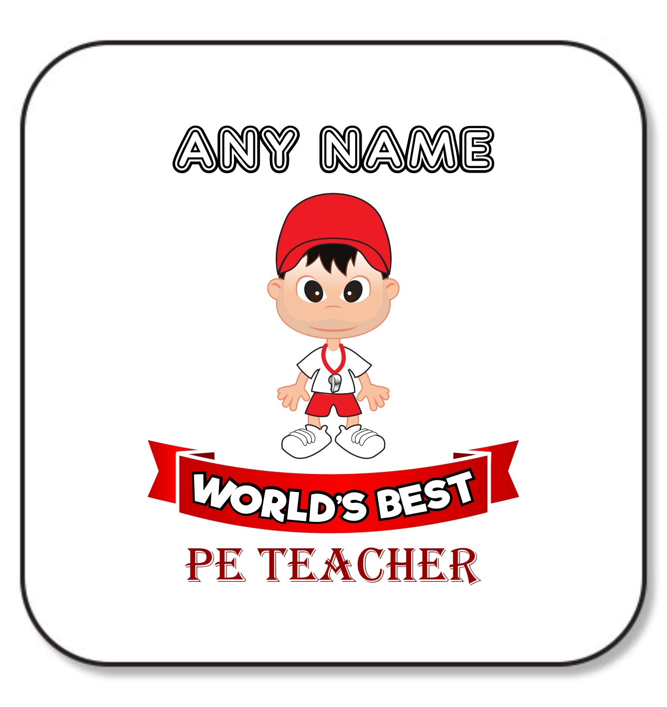 PE Teacher Gifts For Men - Personalised Teacher Coaster - Add Name Novelty Present For Him. Great For Christmas Birthday Thank You End Of Year Retirement