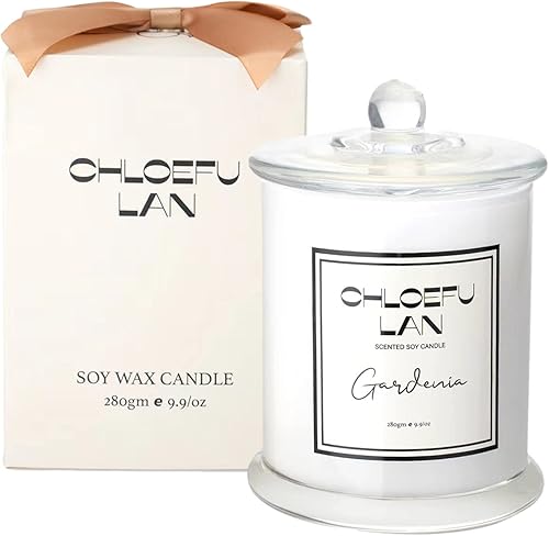 Chloefu LAN Gardenia - Velas perfumadas para el hogar, vela de soja natural para decoración del hogar, vela de cumpleaños para mujeres, 10 onzas, 65
