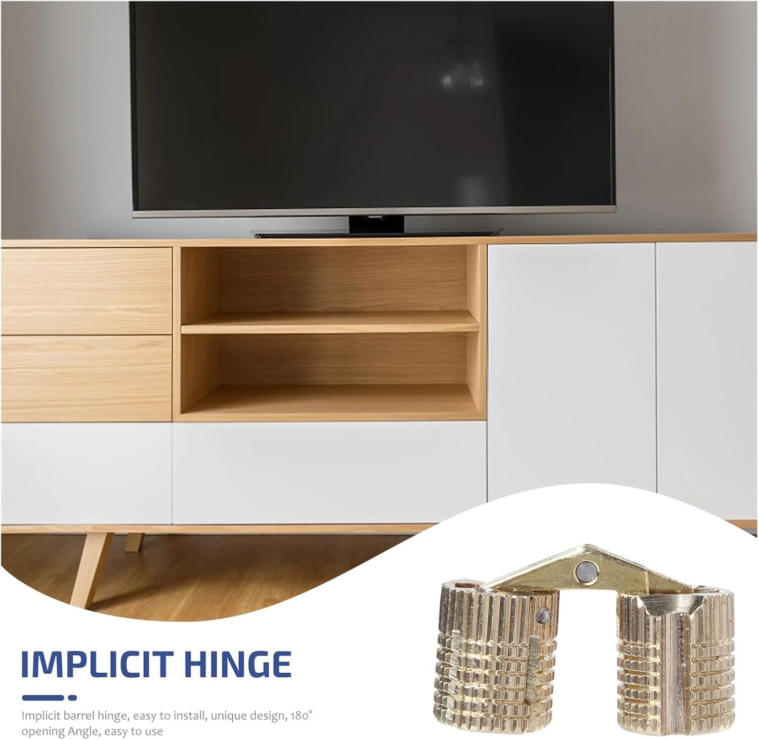 2pcs Copper Hinges for Cabinet Furniture 180° Opening Easy Install Invisible Cylindrical for