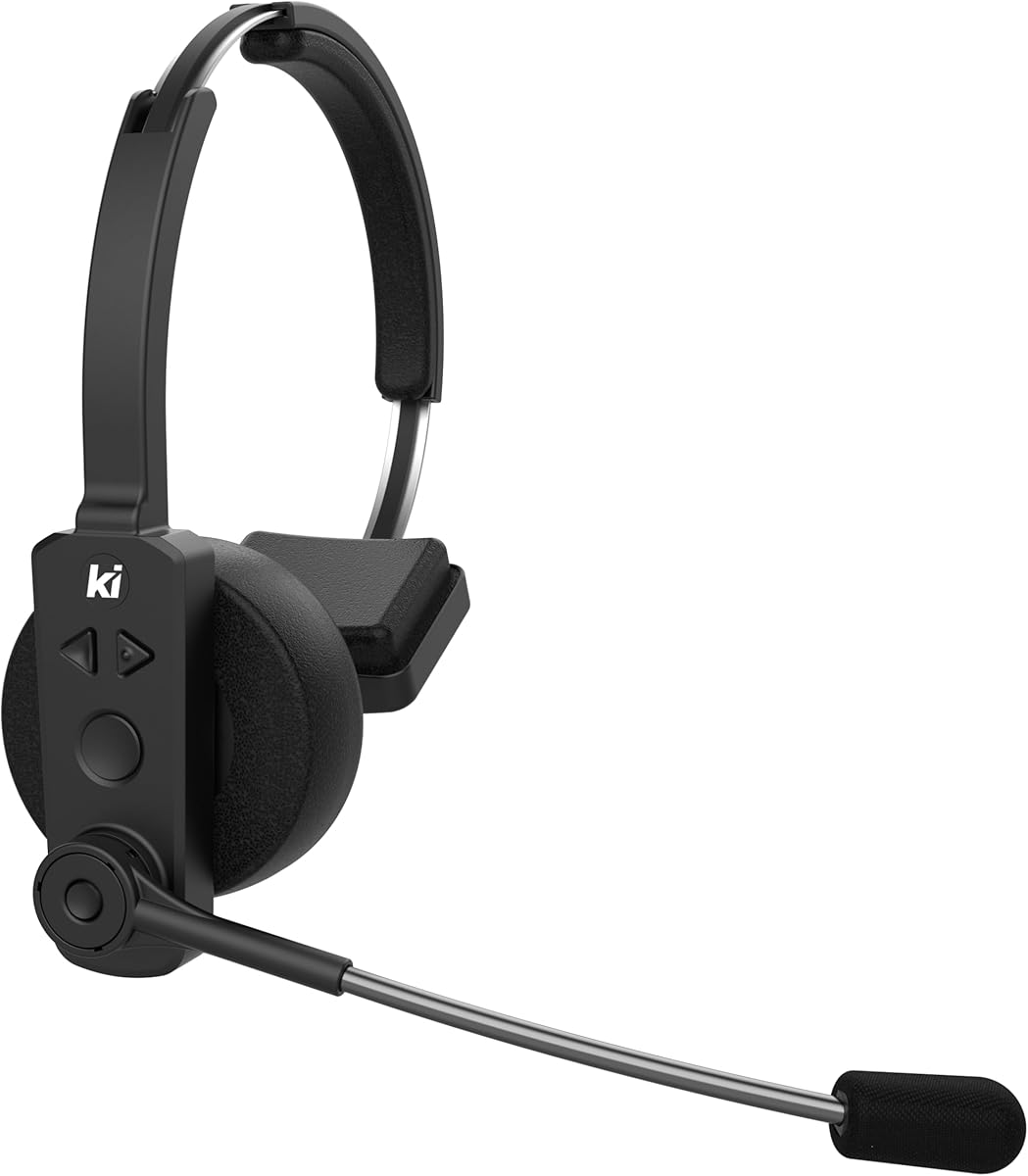 Kinnect Edge Bluetooth Wireless Headset with Microphone – Ideal for Remote Work, Long Battery Life, Noise-Canceling, Comfortable Fit, Compatible with iOS & Android : Electronics