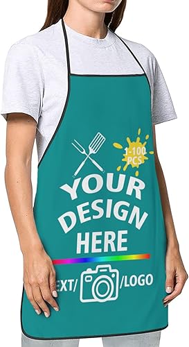 Miniatura 3 de Delantal personalizado para mujeres y hombres, diseña tu divertido texto, logotipo, imagen, delantales de cocina, 1-100 piezas, chef personalizado